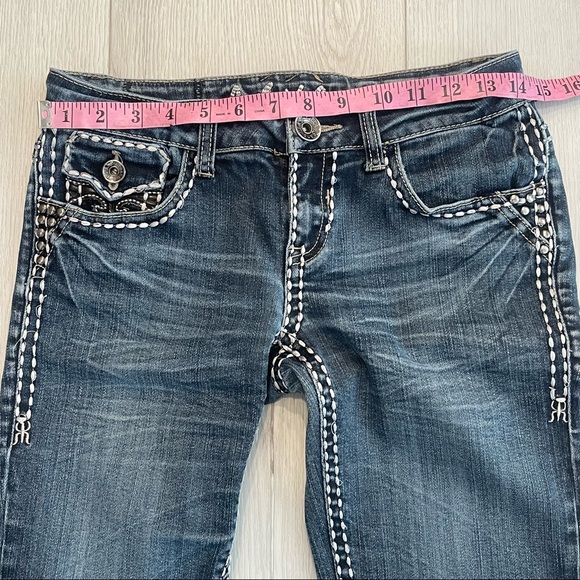 L.A. IDOL Blue Stretchy Denim Jean Capris with Contrasting Stitching Size 5 - Picture 3 of 11